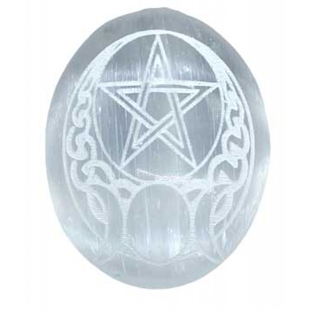 Selenite Celtic Pentagram Palm Stone