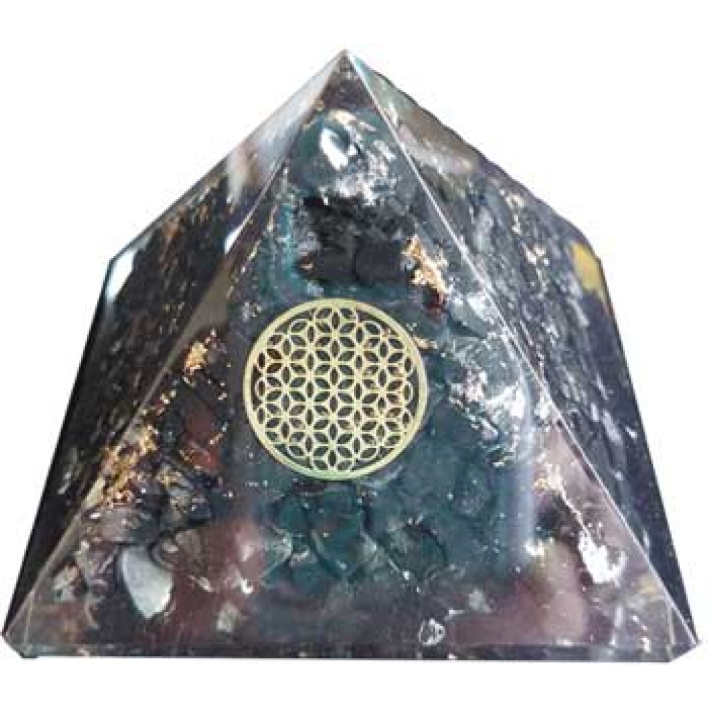 70mm Orgone Shungite & Flower Pyramid for Energy Enhancement