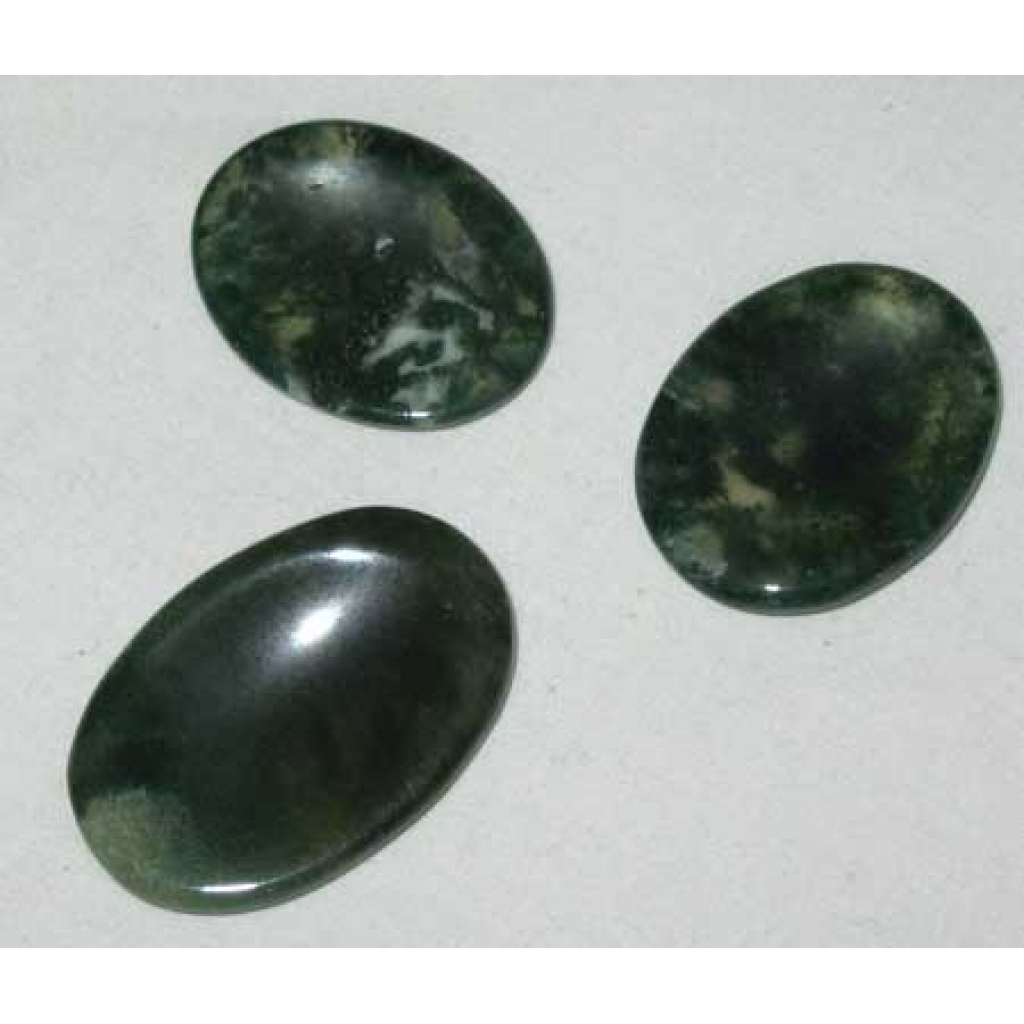 Moss Agate Worry Stone