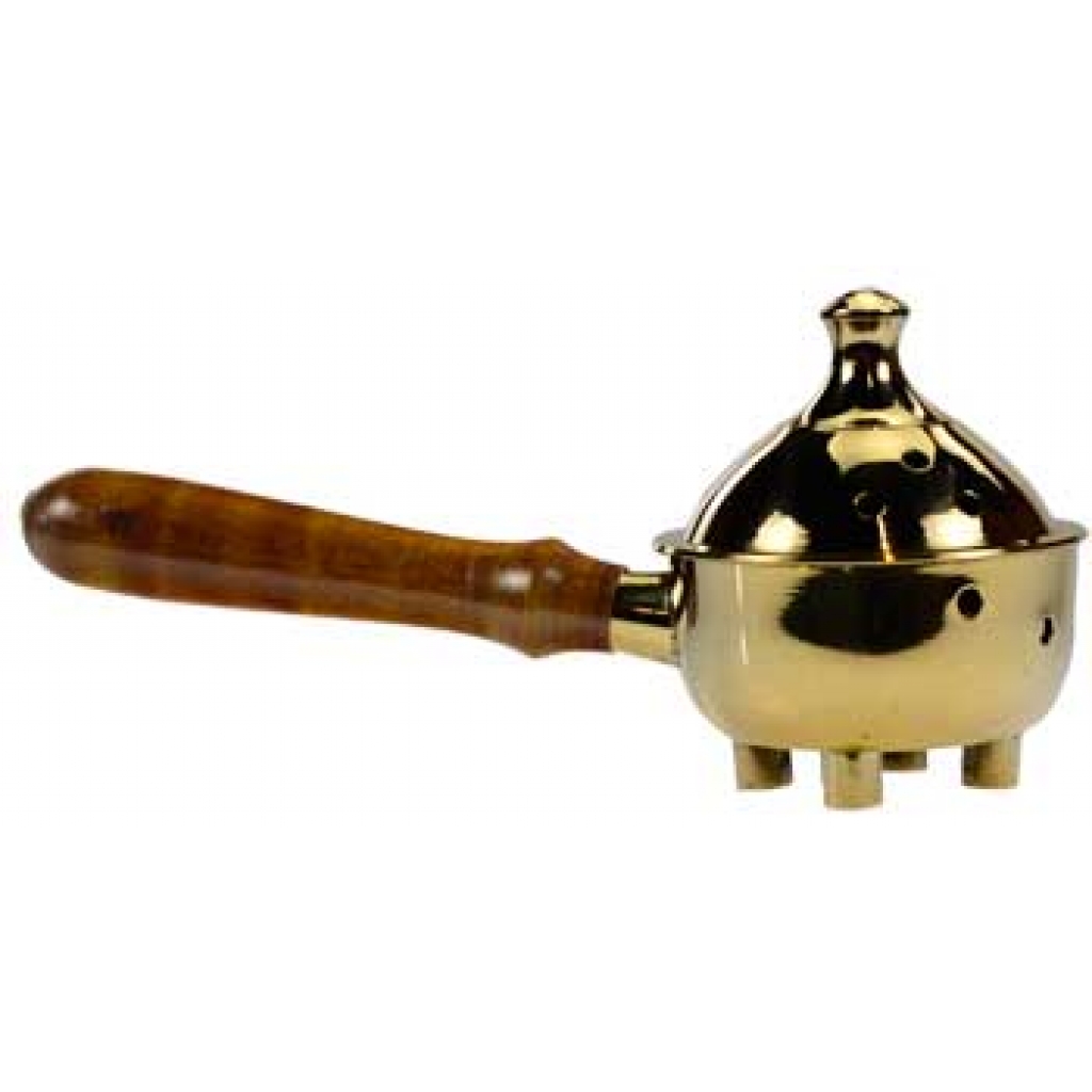 Wood Handled Brass Burner: Elegant and Functional Incense Tool