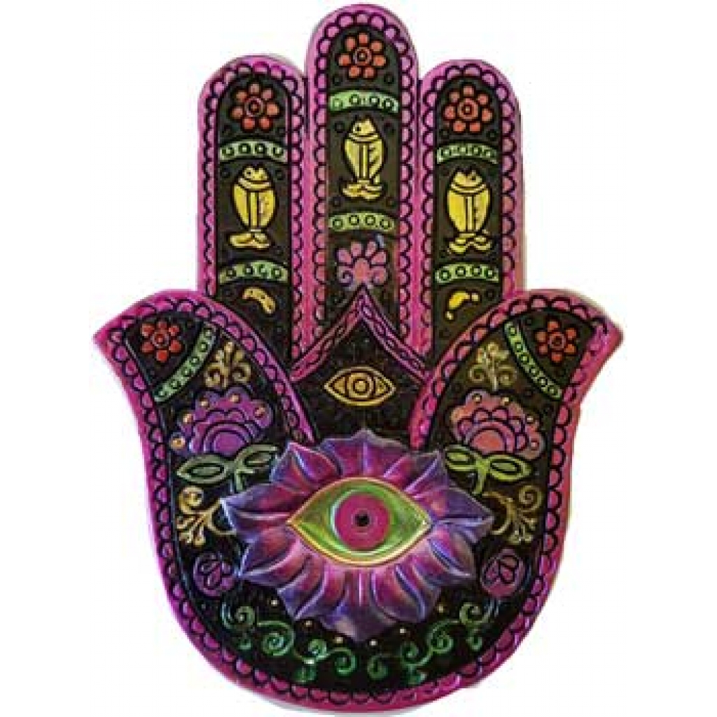 Black & Fuchsia Hamsa Incense Burner - Spiritual Essence