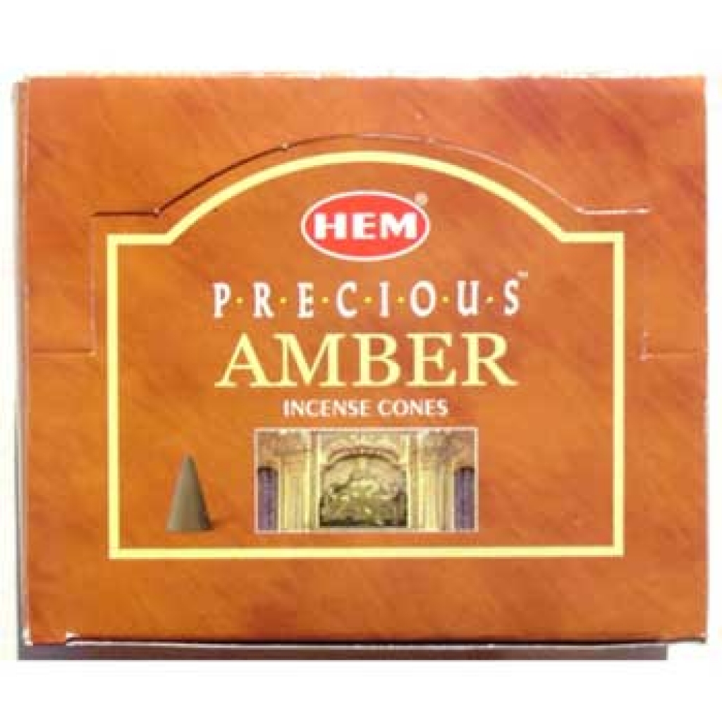 Amber HEM Incense Cones - 10 Cones Pack