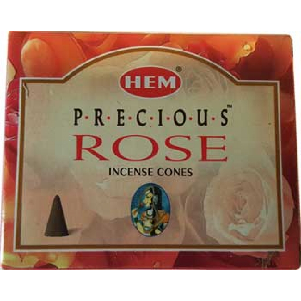 10 Precious Rose HEM Cone Incense