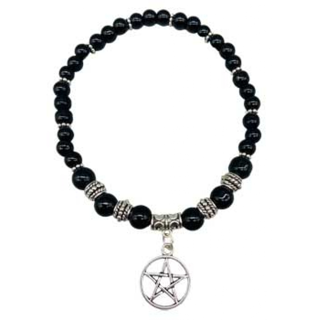 Black Obsidian Pentagram Anklet - Grounding and Protective