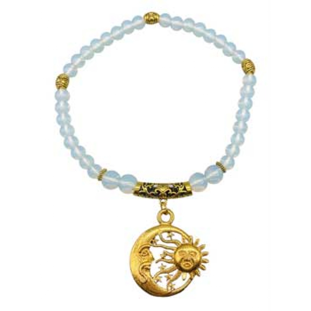 Opalite Sun, Moon, and Stars Anklet - Stretchable Design