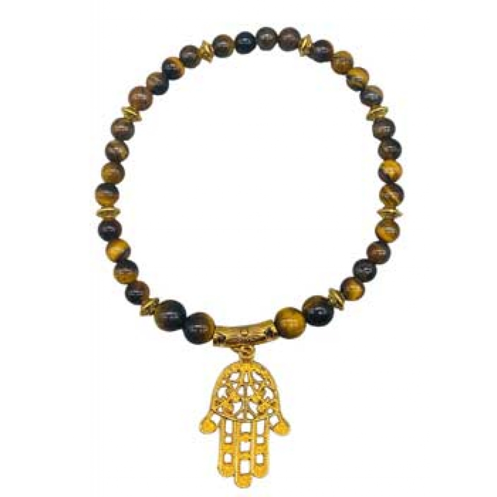 Tiger Eye with Hamsa Hand Anklet