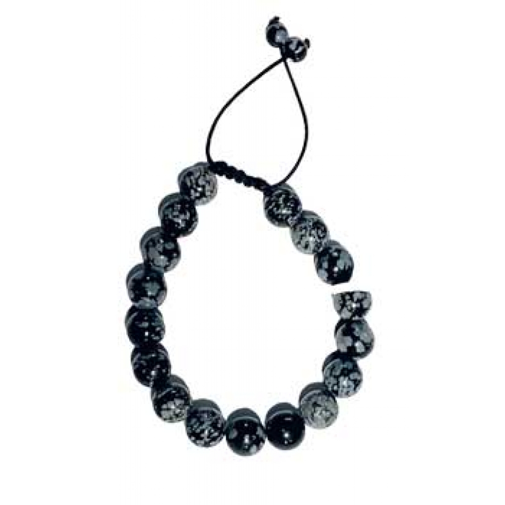 10mm Snowflake Obsidian Adjustable Bracelet