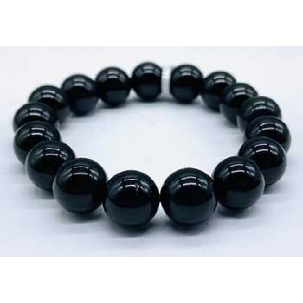 12mm Black Tourmaline Bracelet for Grounding