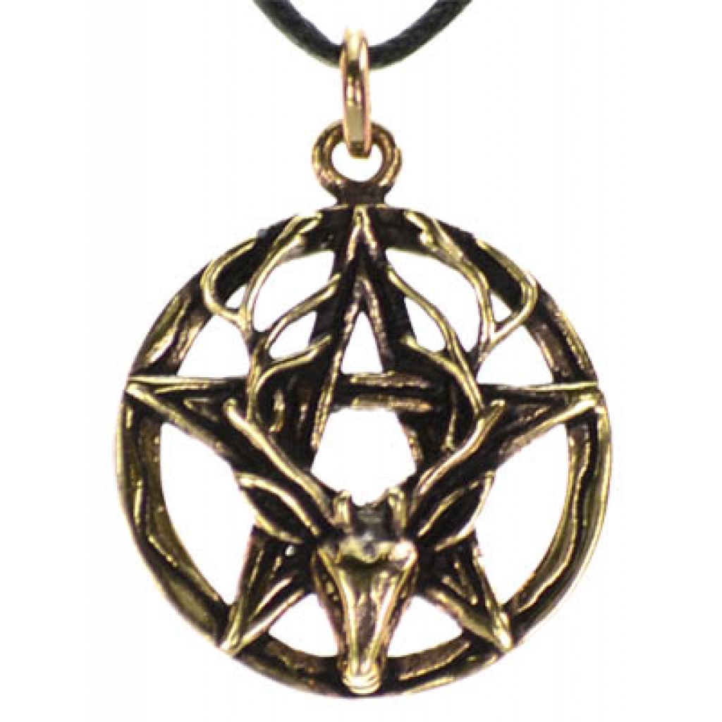 Bronze Pentagram Stag Amulet