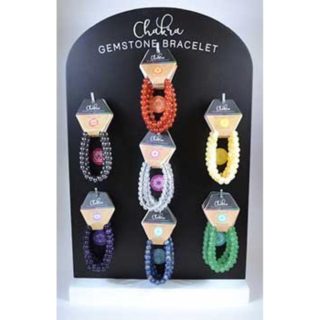 (Set of 35) 7 Chakra Bracelets with Display Board