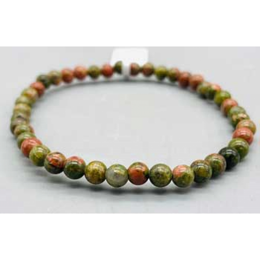 4mm Unakite Bracelet - Emotional Healing