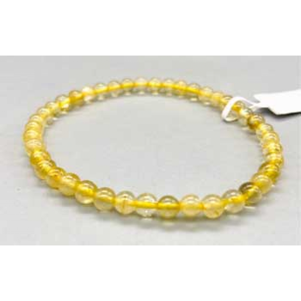 4mm Rutilated Quartz Beaded Bracelet for Spiritual Growth