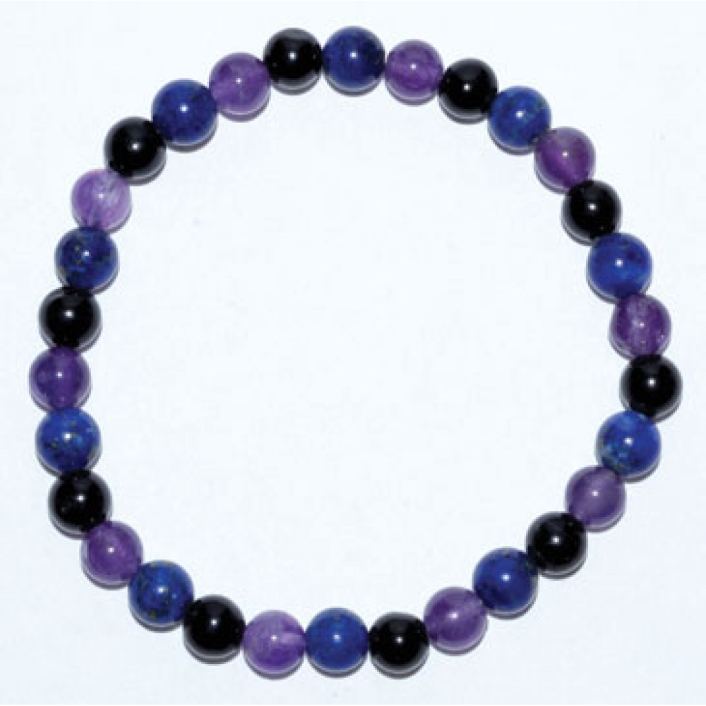 Healing Power Beaded Bracelet with Amethyst, Lapis Lazuli & Black Tourmaline