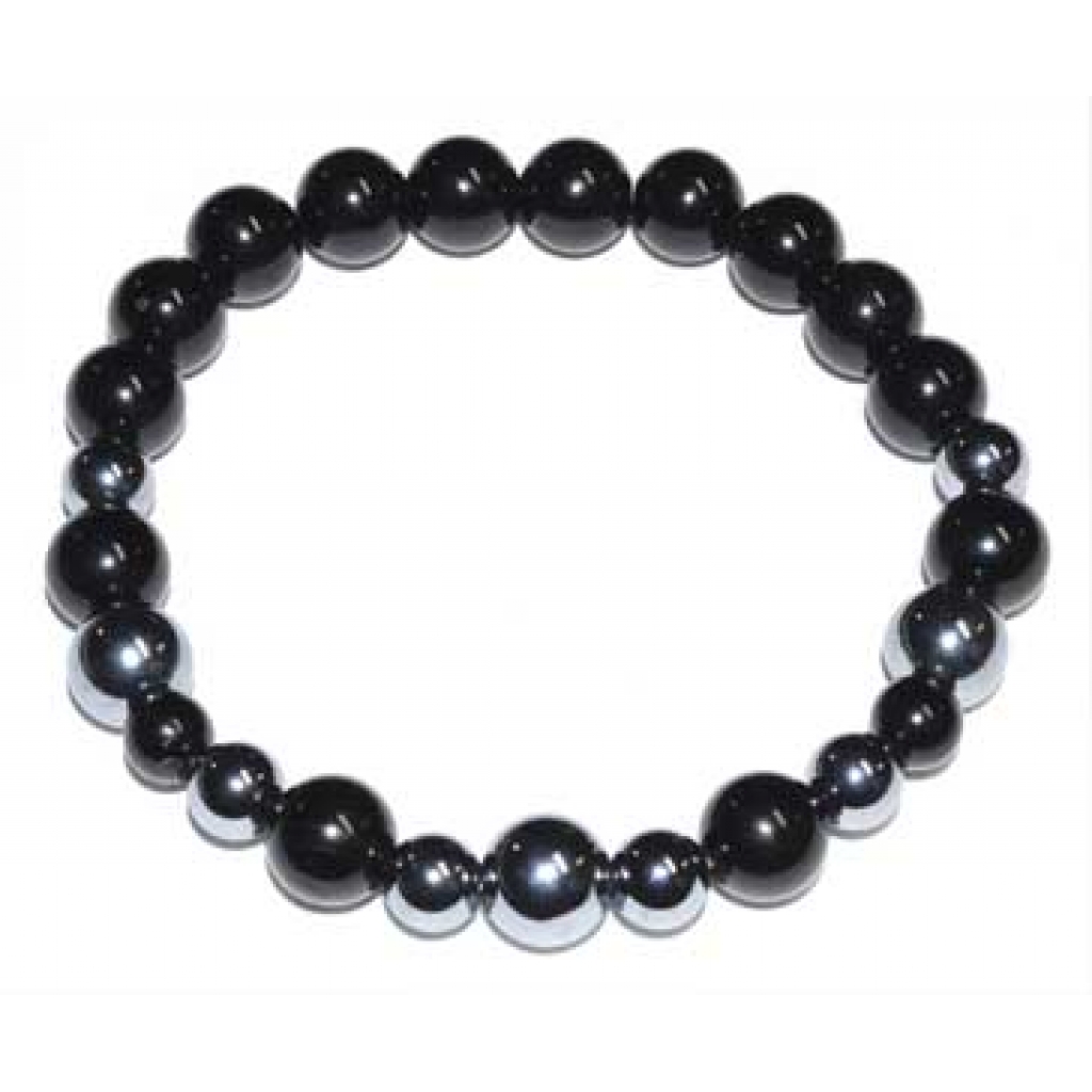 6mm Terahertz & Black Tourmaline Beaded Bracelet