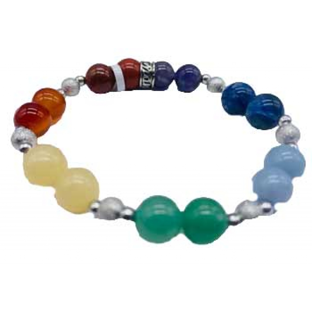 8mm 7 Chakra W Bead Bracelet