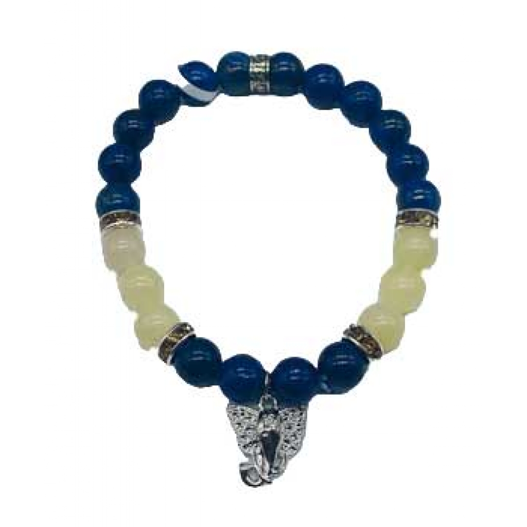 8mm Lapis Lazuli and Honey Jade Ganesha Bracelet