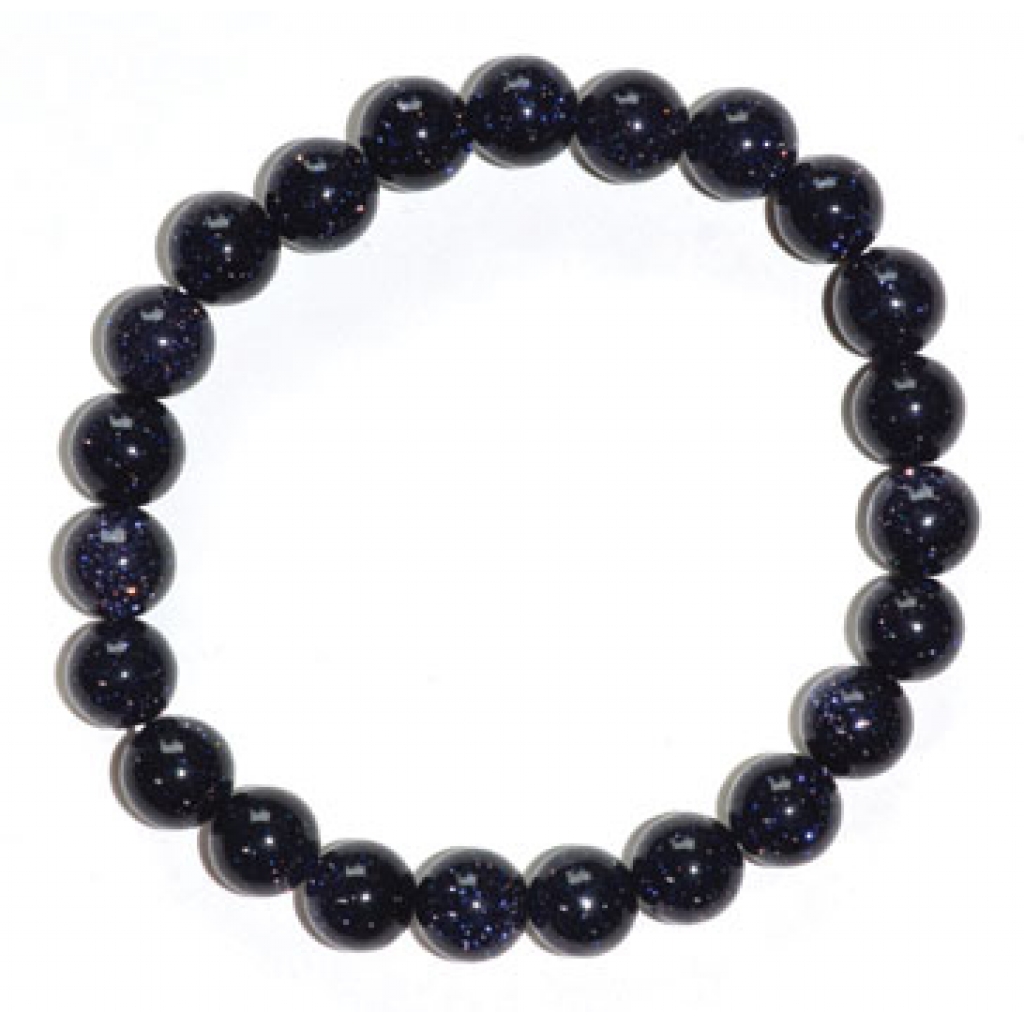 8mm Blue Goldstone Bracelet - Shimmering Gemstone Energy