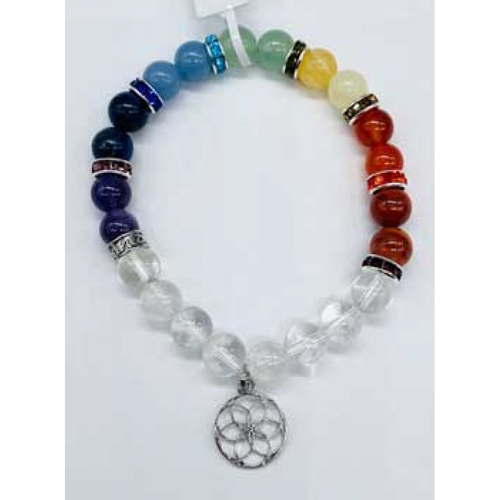 8mm 7 Chakra Seed of Life Bracelet