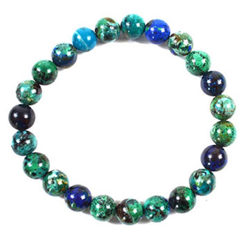 8mm Azurite/Malachite Beaded Bracelet - Healing and Prosperity