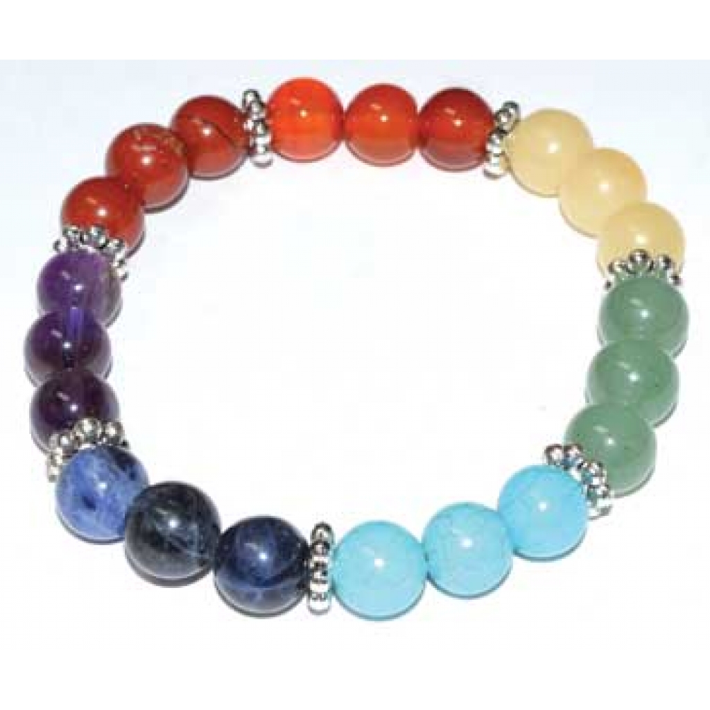 8mm Seven Chakra Flower Bracelet with Healing Stones