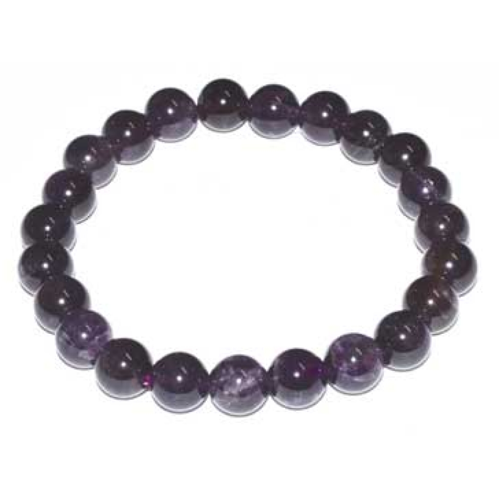 8mm Amethyst Beaded Bracelet