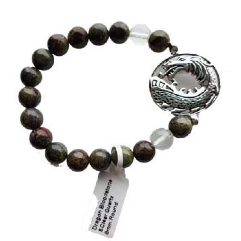 8mm Dragon Bloodstone Bracelet for Strength and Courage