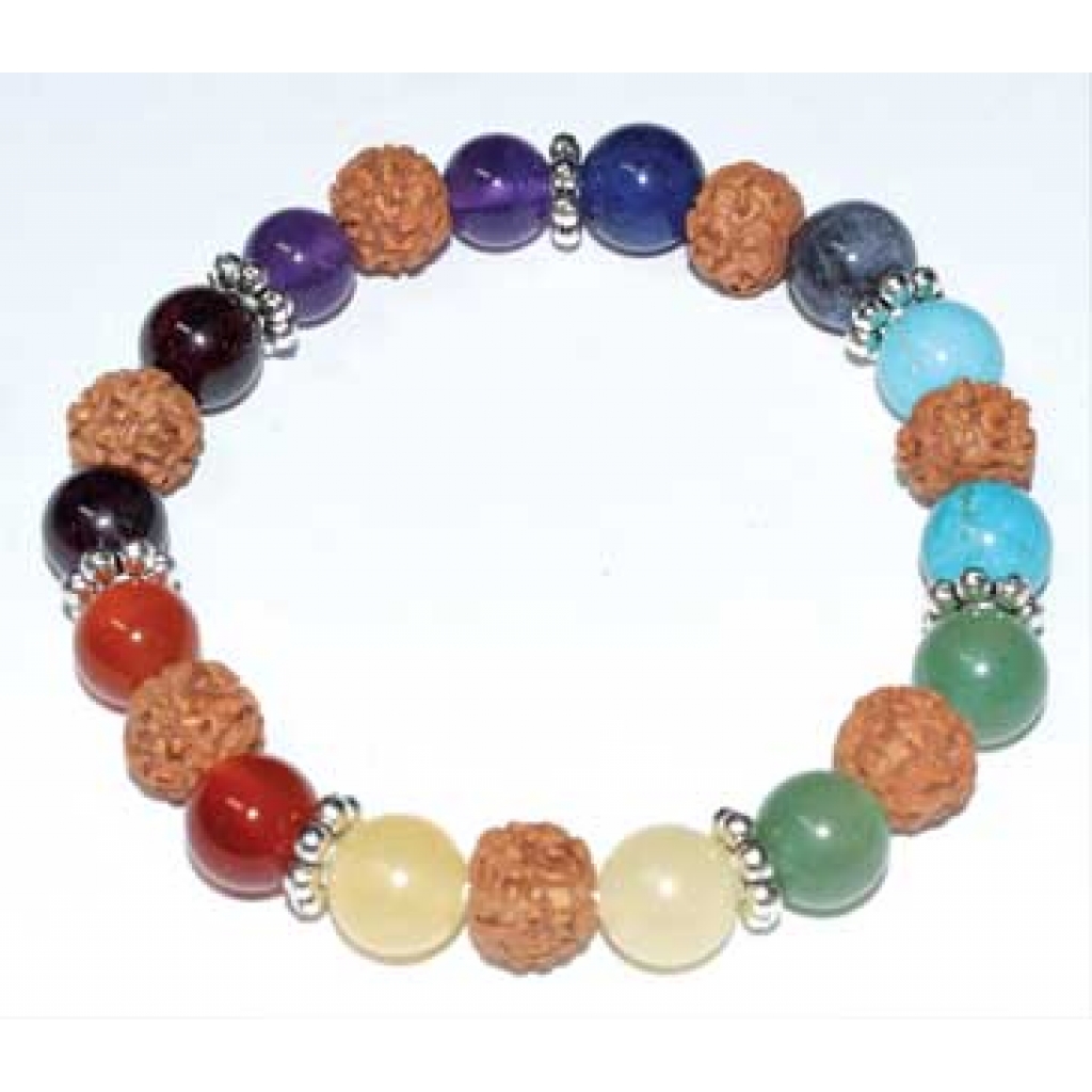 8mm Chakra & Rudraksha Beaded Bracelet