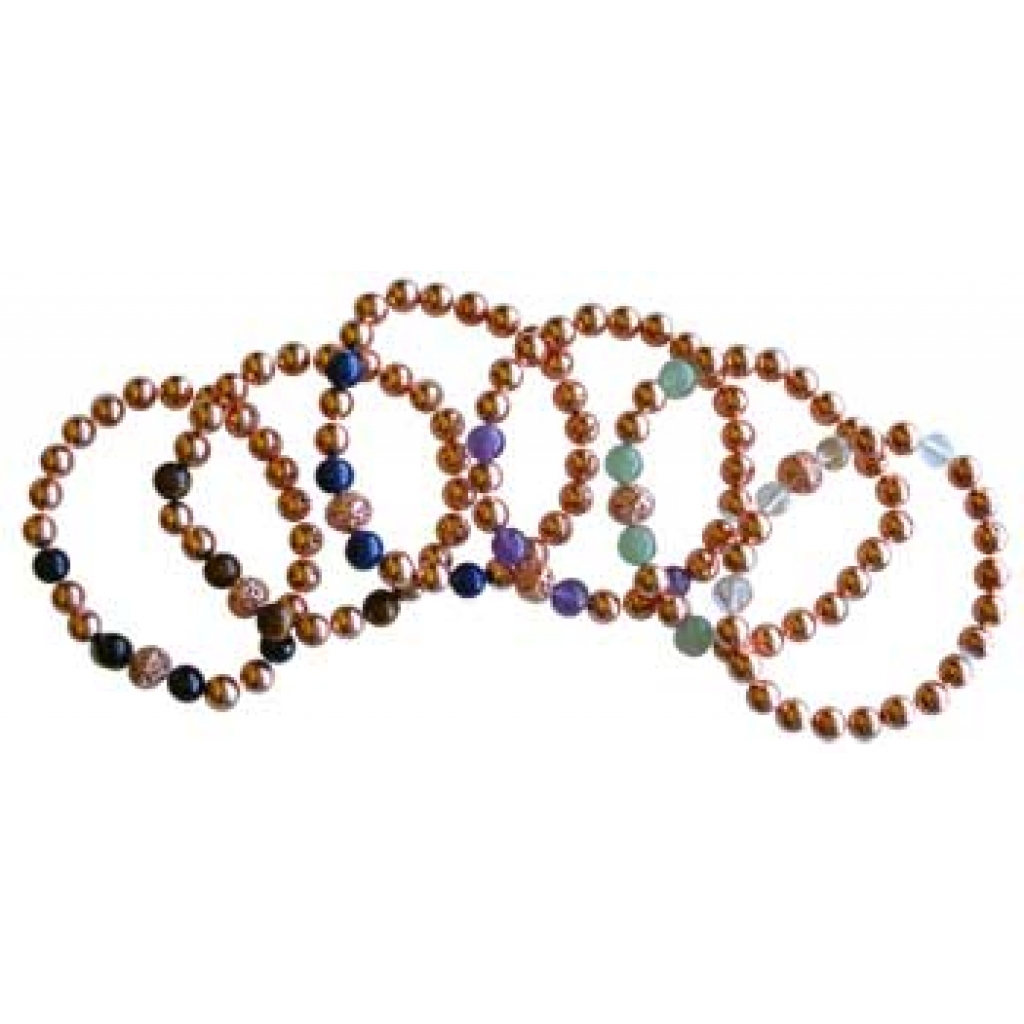 8mm Copper Bracelet with Assorted Stones