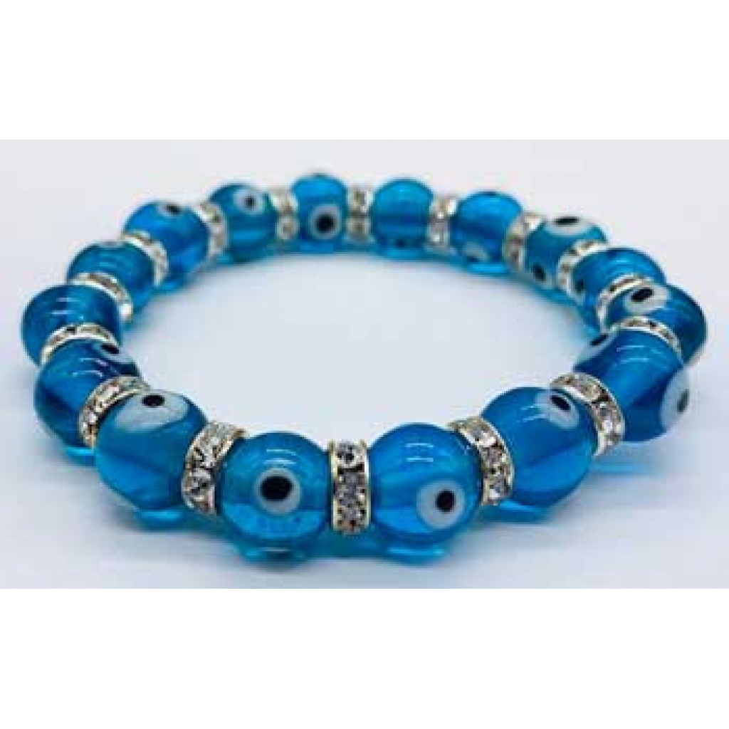 8mm Aqua Evil Eye Bracelet for Protection