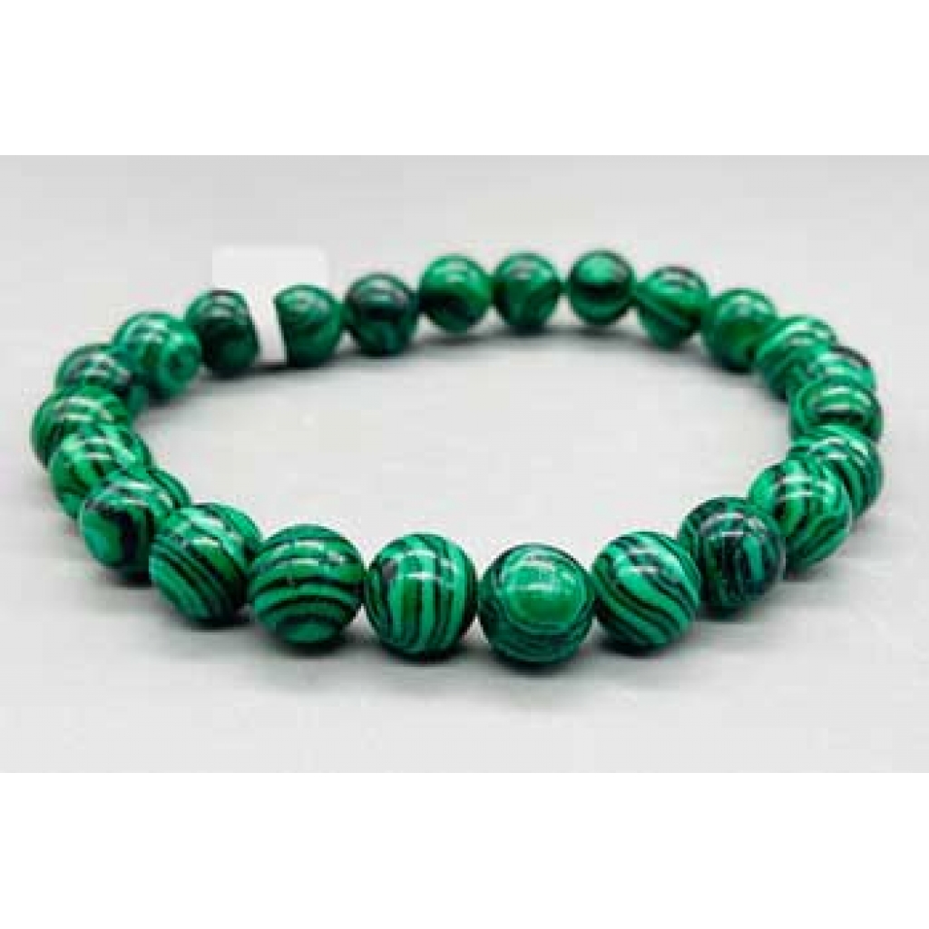 8mm Synthetic Malachite Beaded Bracelet