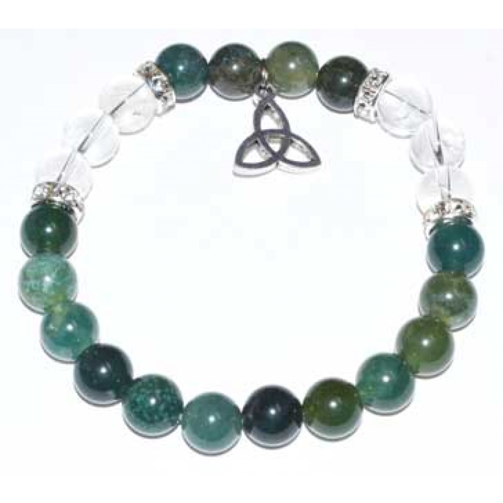 8mm Moss Green Triquetra Bracelet - Nature's Healing