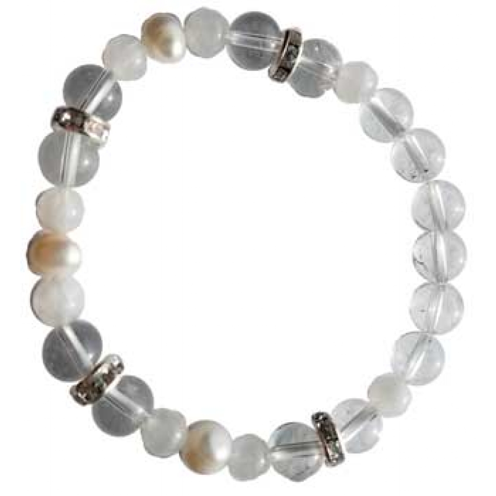 8mm Snowflake Obsidian & Rainbow Moonstone Bracelet - Transformative Energy