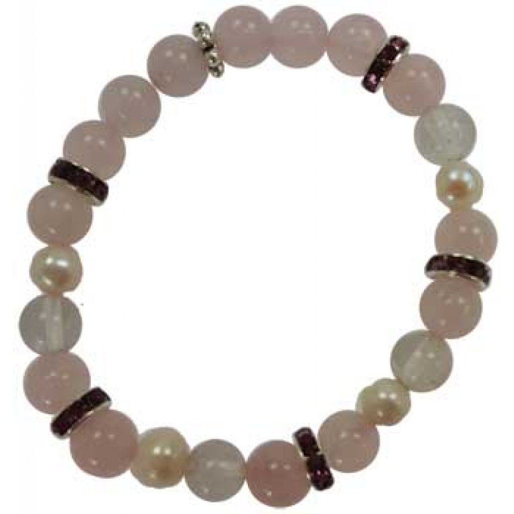 8mm Rose Quartz and Quartz Bracelet - Love and Forgiveness