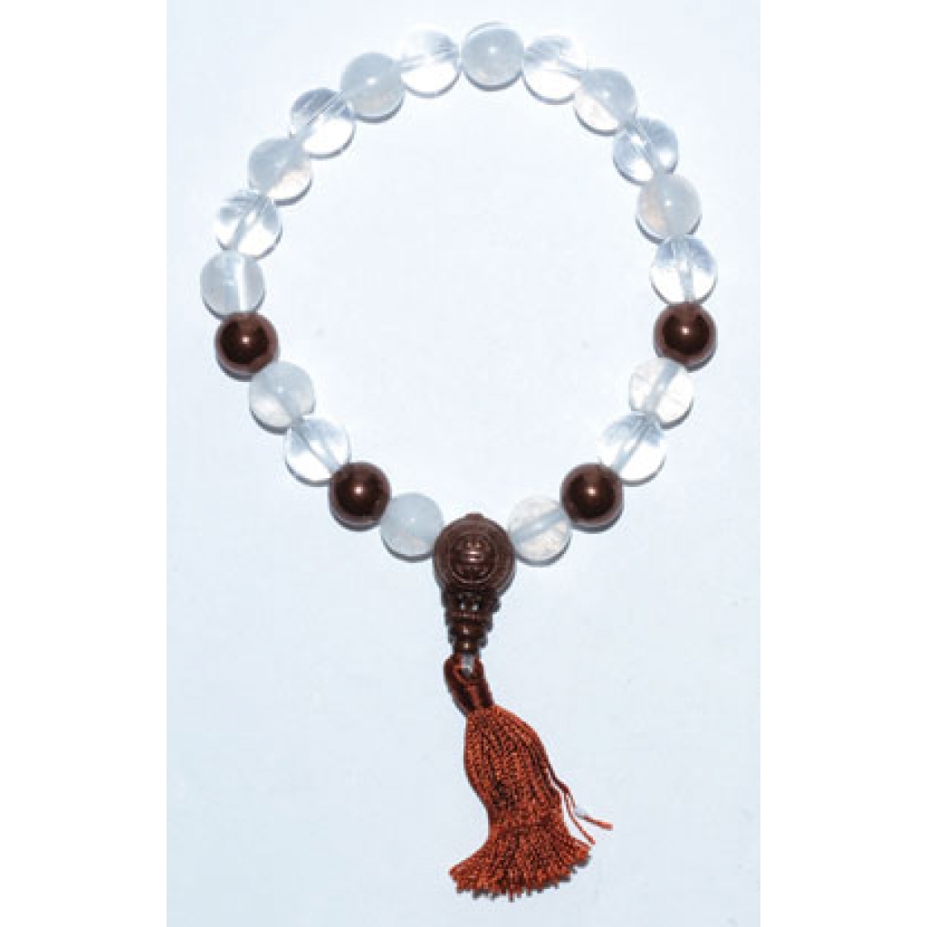 8mm Selenite Quartz Copper Tassel Bracelet