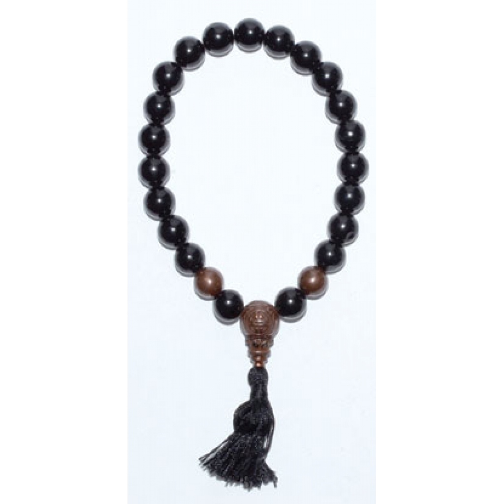 8mm Black Tourmaline Tassel Bracelet for Energy Cleansing