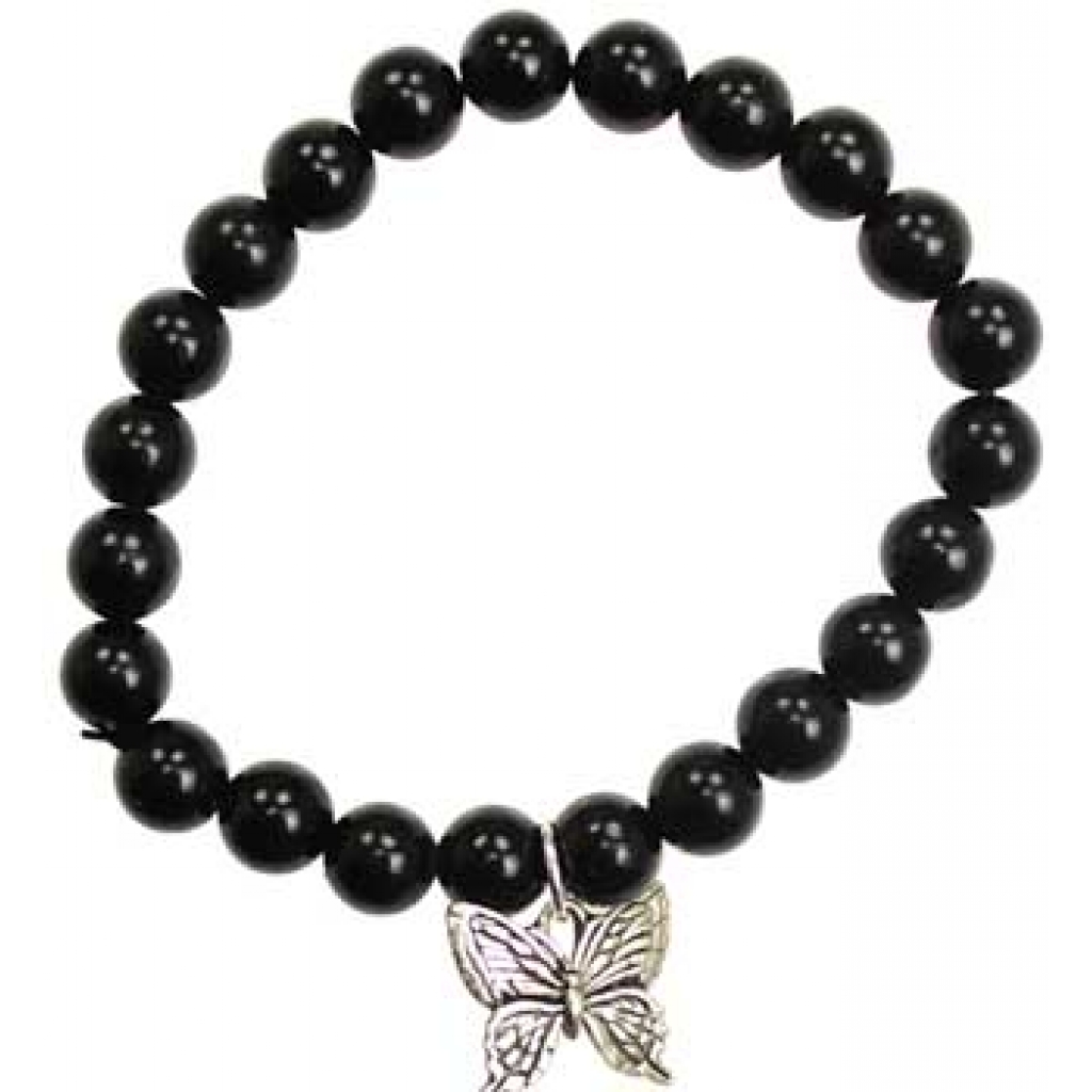 Black Obsidian Hope Butterfly Silver Bracelet - Empowering Accessory