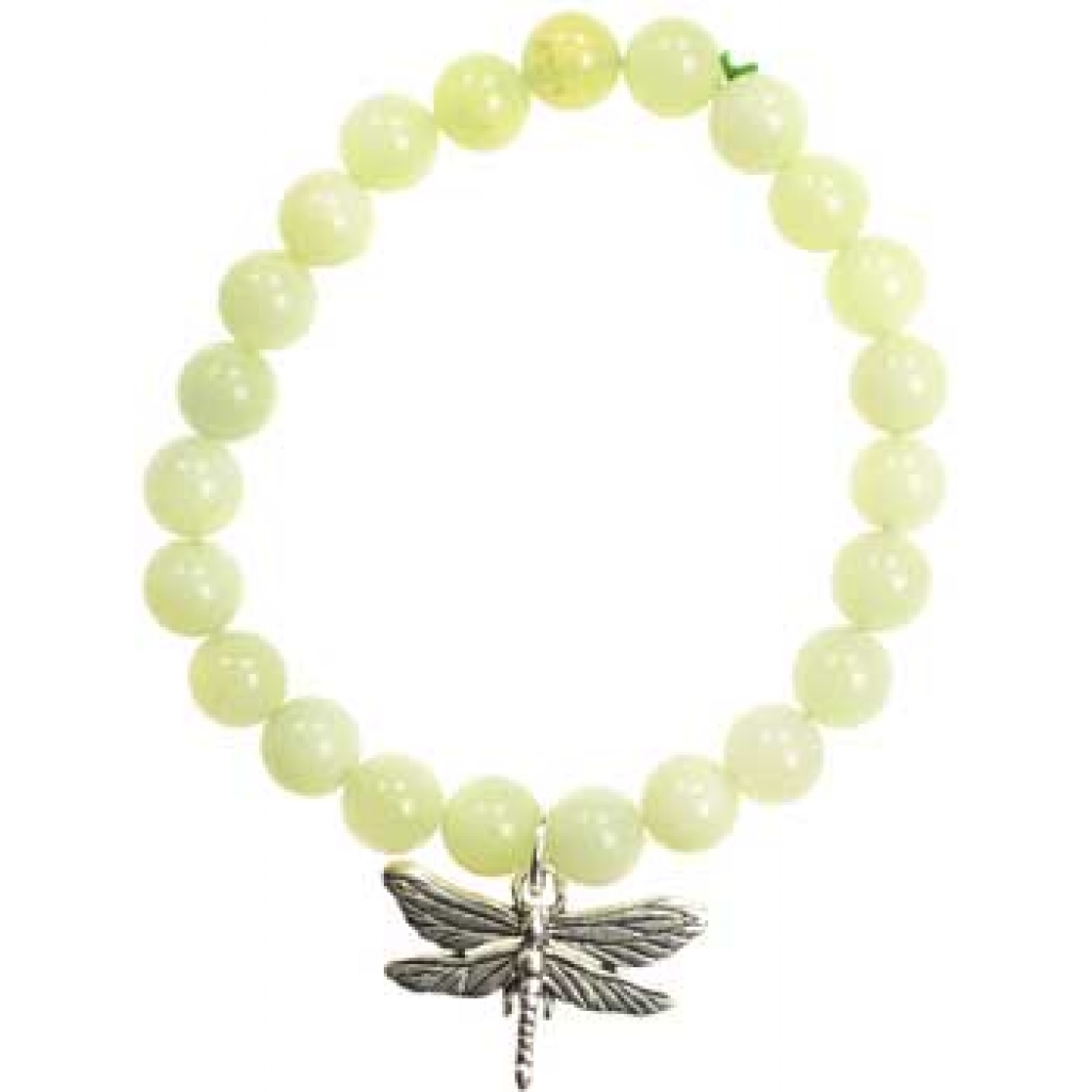 New Jade Dragonfly Silver Power Bracelet