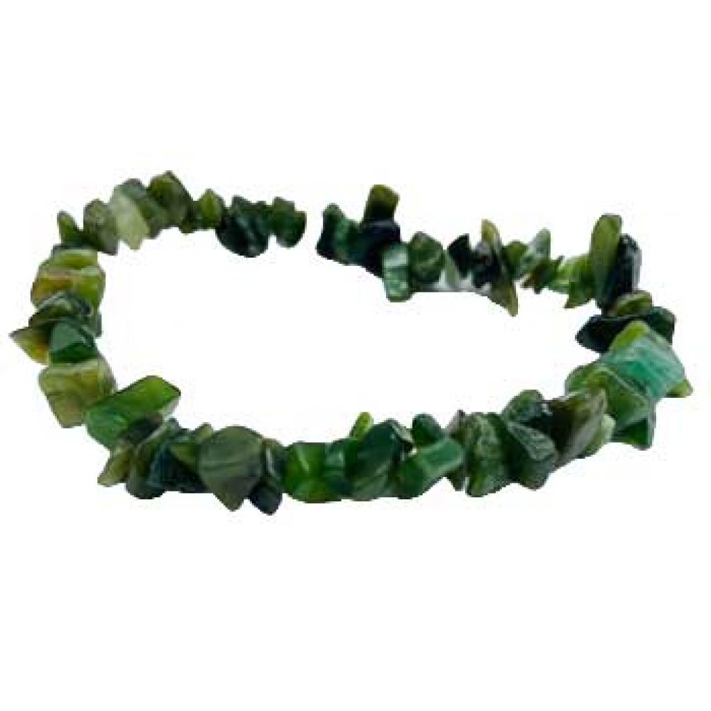 Nephrite Jade Chip Bracelet for Heart Chakra Healing