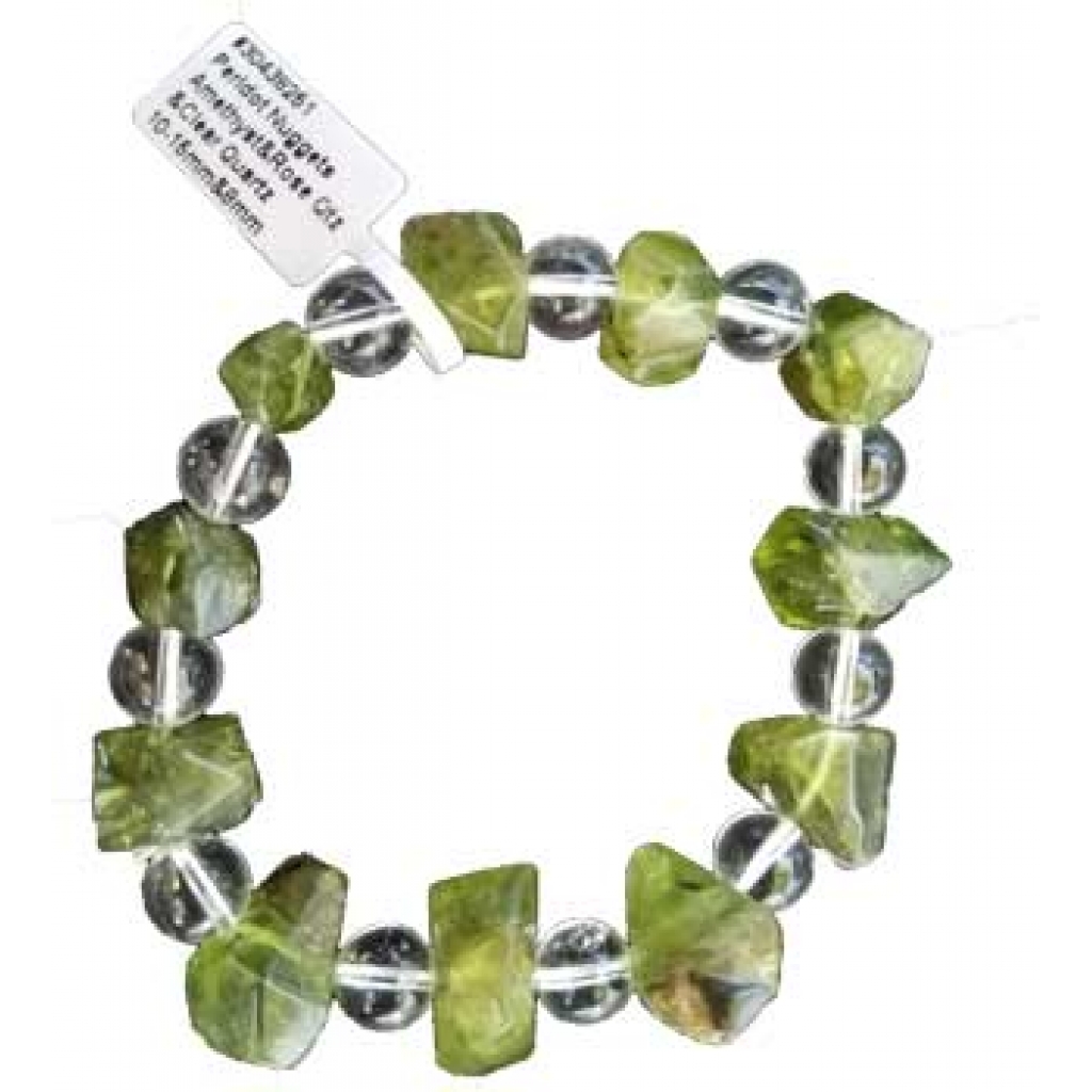 Assorted Gemstone Bracelet with Peridot Faceting