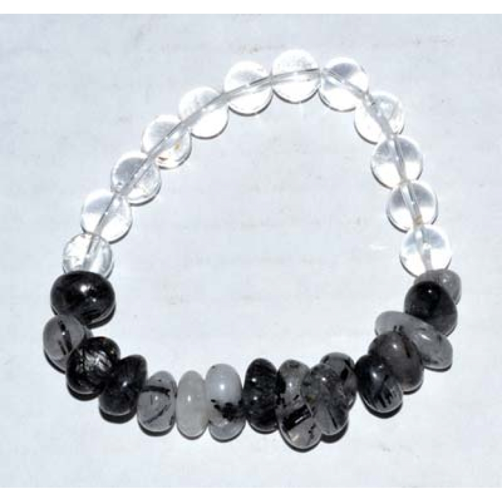 Nuggets Quartz with Tourmaline & Quartz Gemstone Bracelet