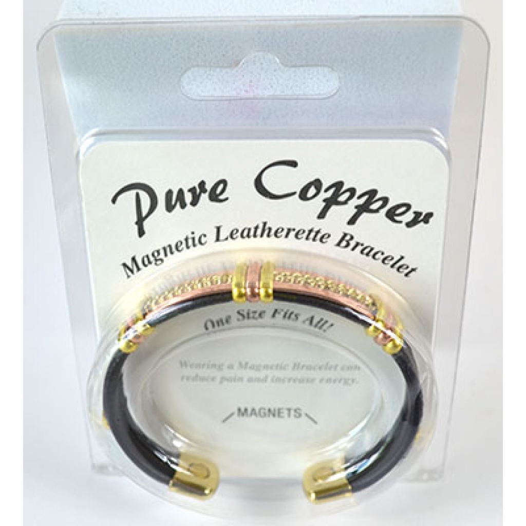 Magnetic Leatherette Copper Bracelet (Various Styles)