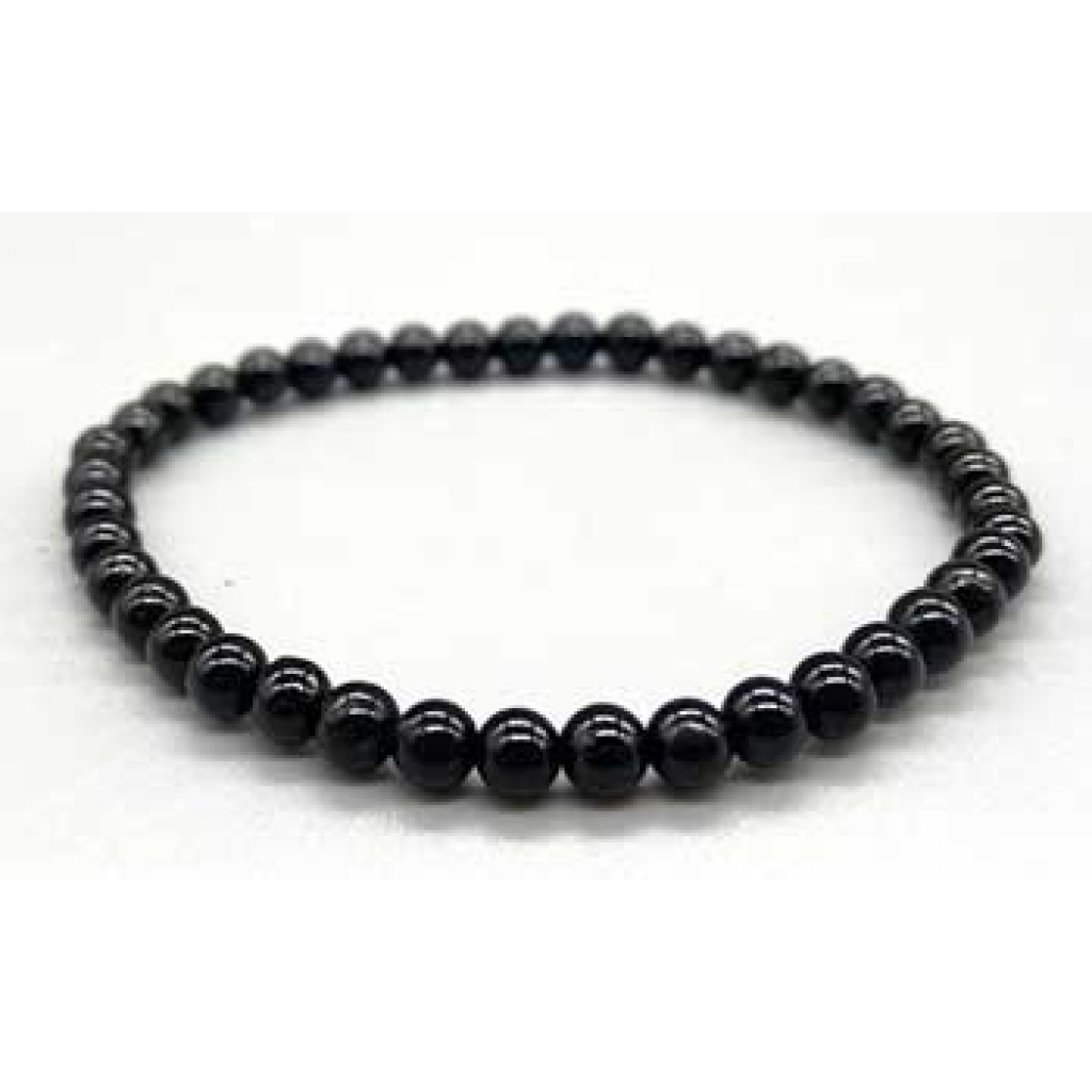 4mm Black Tourmaline Stretch Bracelet - Grounding Energy Shield