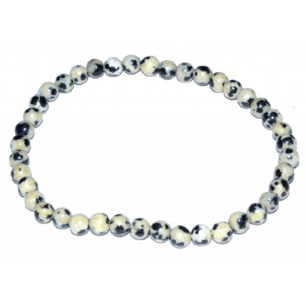 Dalmatian Stone Stretch Bracelet - 4mm