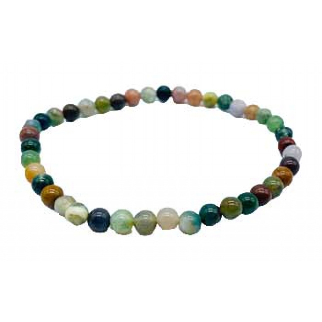 4mm Moss Agate Beaded Stretch Bracelet