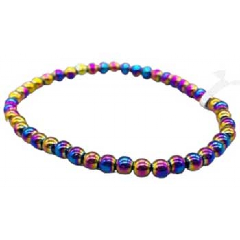 4mm Rainbow Hematite Stretch Bracelet - Grounding Energy