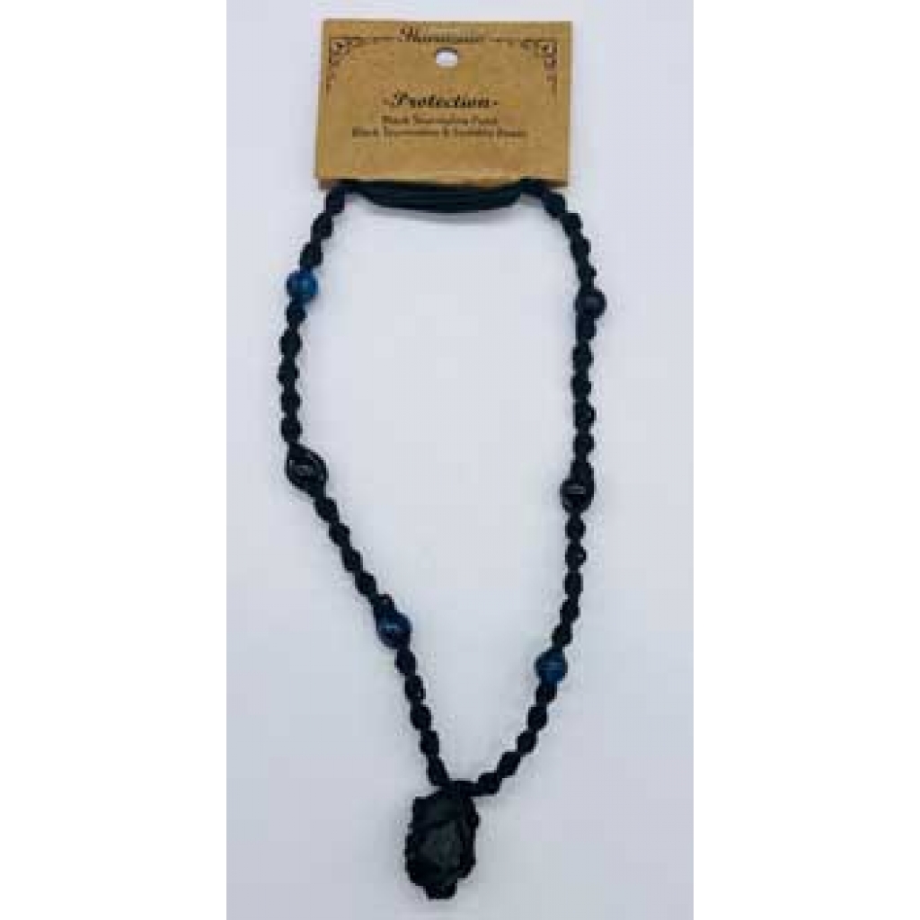 Net Necklace with Black Tourmaline & Sodalite - Protection Amulet