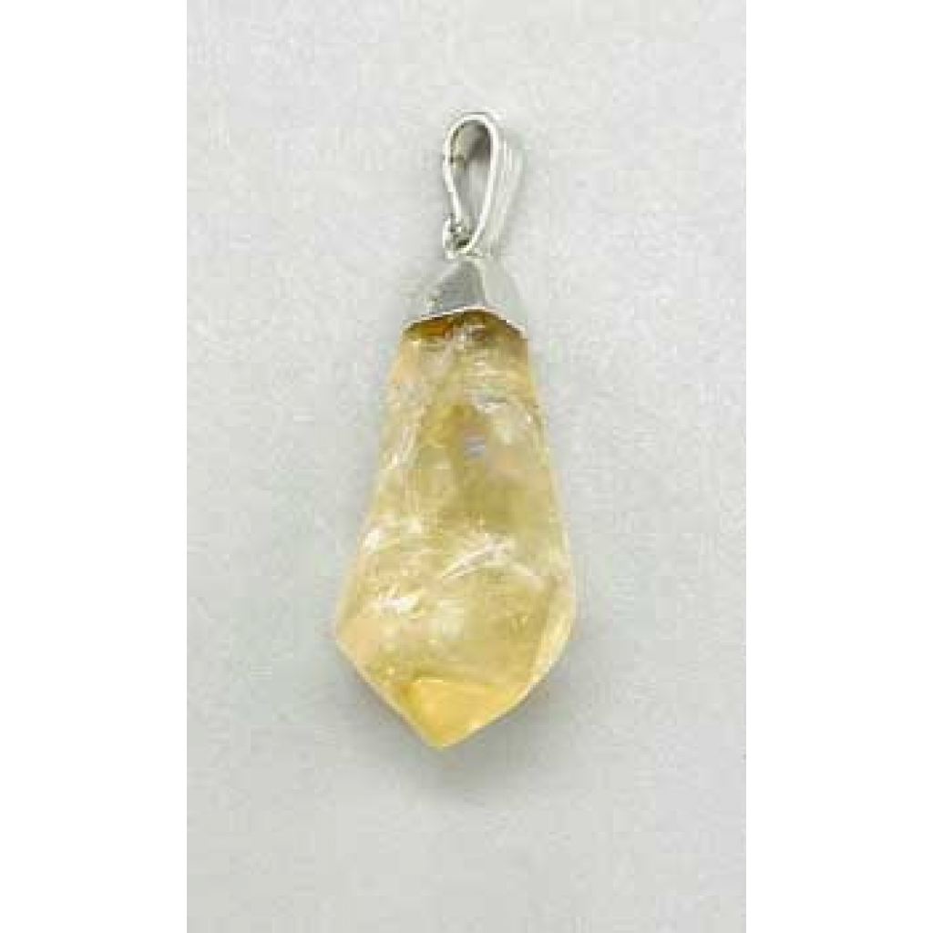 Polished Citrine Diamond Pendant