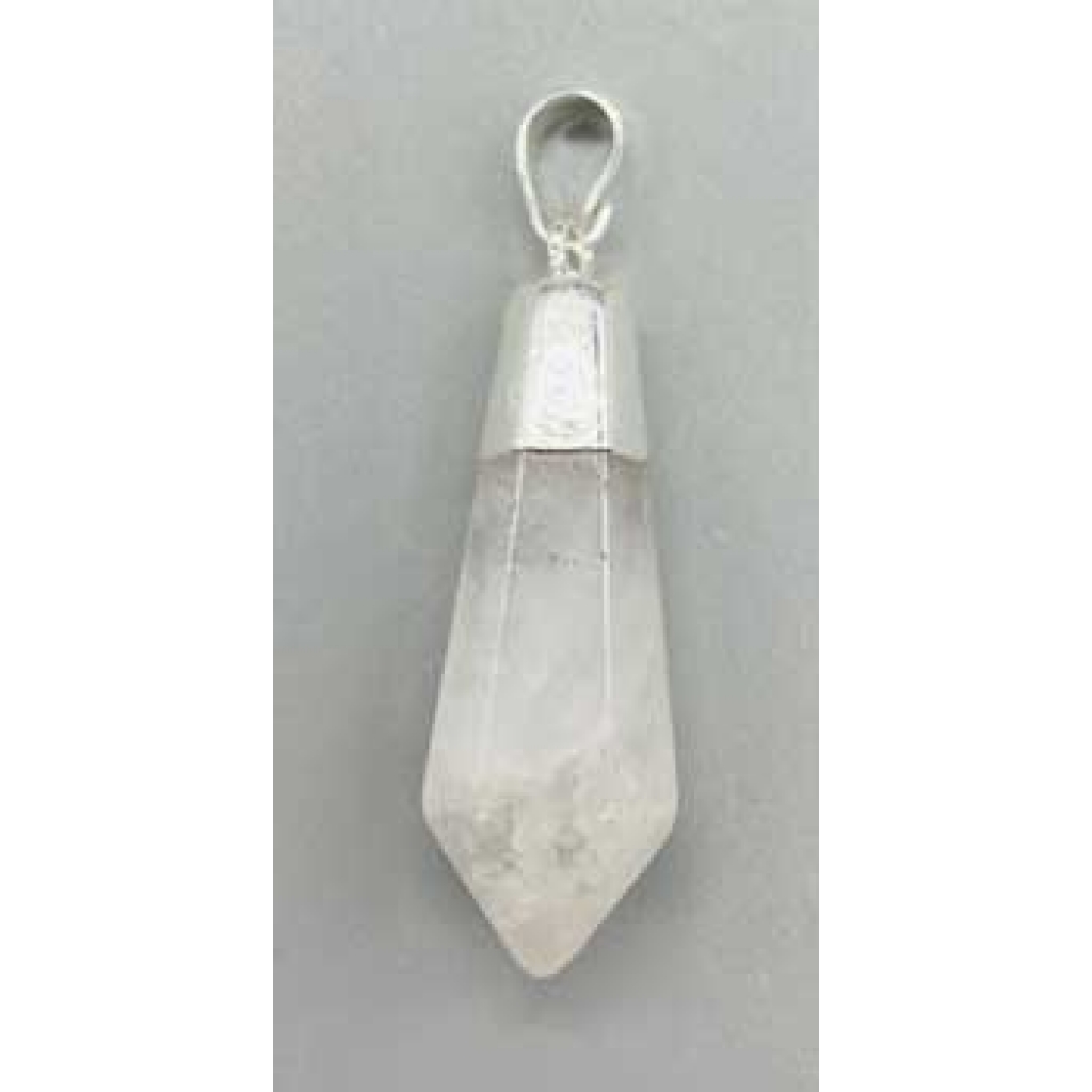 Polished Quartz Diamond Pendant - Master Healer