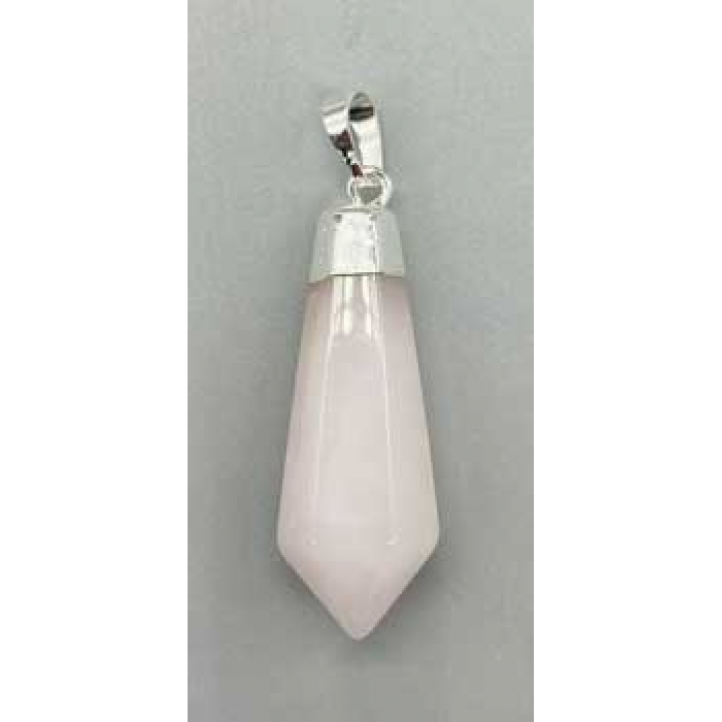 Polished Rose Quartz Diamond Pendant