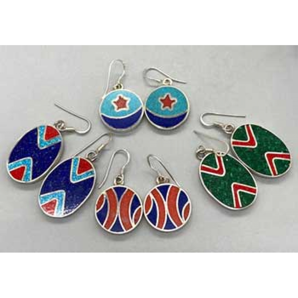 Inlay Assorted Sterling Silver Earrings